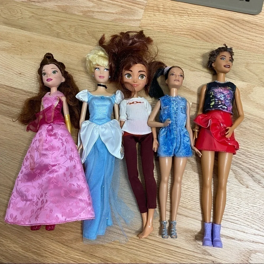 Barbie Disney Princess Doll Bundle Cinderella Belle Spirit Lucky Articulated